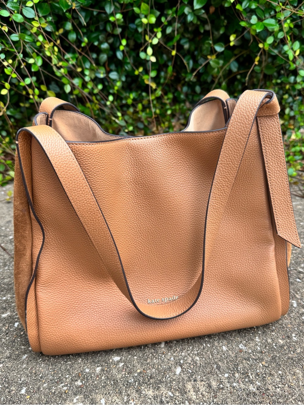 kate spade Pebbled Leather Shoulder Bag in Camel Tan